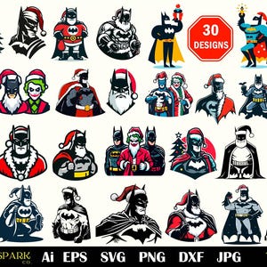 Superhero Christmas Svg Bundle, Comic SVG Bundle, Bat SVG Bundle, Bat Christmas svg, Movie SVG Bundle, Superhero Cut Files, Joker Svg bundle