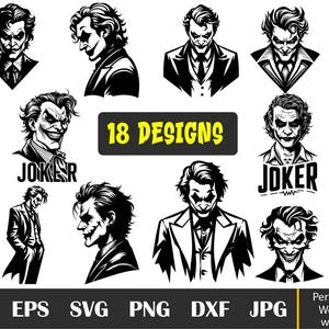 18 JOKER SVG Bundle, Movie SVG Bundle, Clown svg, Bat svg Bundle, Scary Smile, Why So Serious Svg, Movie Clipart Bundle,Superhero svg bundle
