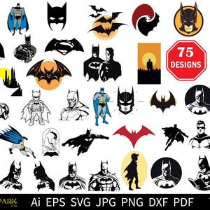 75 Superhero SVG Bundle, Comic svg Bundle, Bat svg, Bundle, Bat Sticker, Movie Cartoon SVG Bundle, Superhero Cut files, Anime Characters png