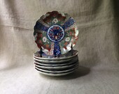 Antique Hand Painted Japanese Imari 8.5 quot Plates, Set of 6