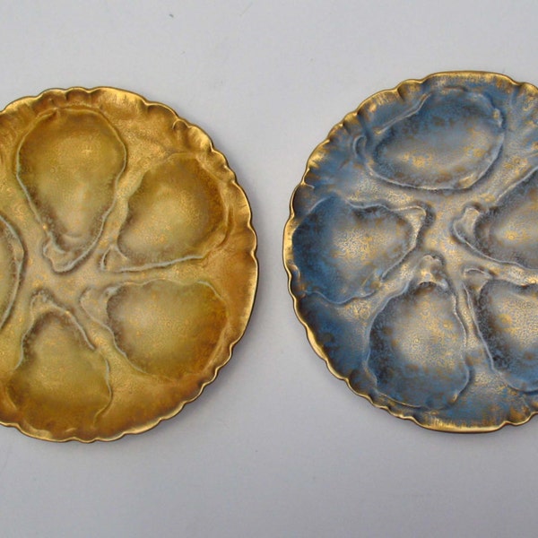On Hold for Lynn  Pair of Vintage/Antique French Porcelain Oyster Plates