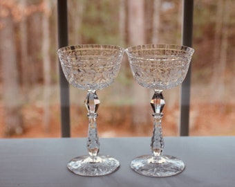 Vintage Cut  Crystal Champagne Toasting  Glasses