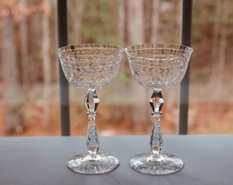 Pair of Crystal Champagne Toasting Glasses