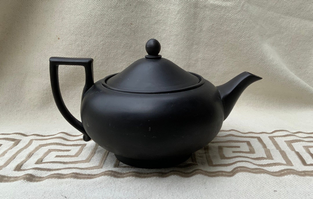 Antique Wedgwood Black Basalt Teapot, Jasperware Etsy