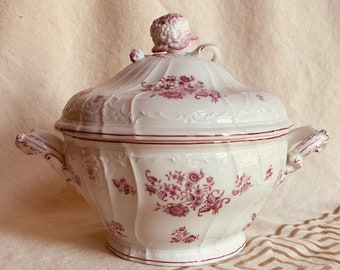 French Porcelain Tureen with Elaborate Lid