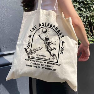 Alien Engineer Inspired Canvas Bag, book lover gift, Space Friendship Tote Bag