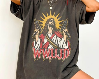 Uzi Jesus Comfort Colors Shirt, Dungeon Crawler Carl Tee, WWUJD T-Shirt, Princess Donut LitRPG Merch