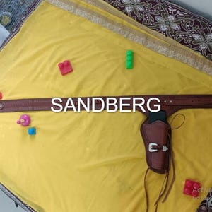 SANDBERG Handmade Western Leather Revolver Holster with Belt – Fits 4&quot; to 6.5&quot; Barrel – .22, .38/.357, .44/.45 Cal – Cowboy Style