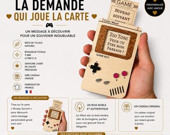 Peetouders aanzoek – Gepersonaliseerde houten controller, cadeau voor getuigen, verjaardag of bruiloft, peetouders aanzoek.