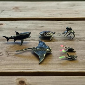Miniature Scuba Diver & Ocean Animal Figurines: Underwater Diorama Decor