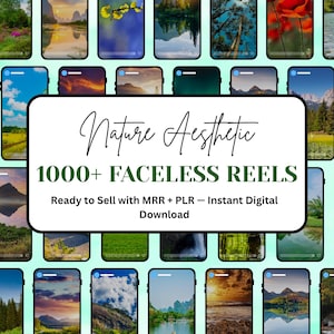 1000+ Nature Aesthetic Faceless Reels Bundle | PLR MRR Videos, Canva Templates, Instagram Content, Digital Resell Product