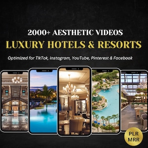 2000+ Luxury Hotels And Resorts Reels | Travel Reels for TikTok, Instagram, YouTube | MRR & PLR Video Bundle for Faceless Content