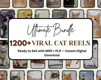 1200+ Viral Cat & Kitten Video Clips | Funny Pet Reels Bundle for TikTok Instagram (PLR/MRR)