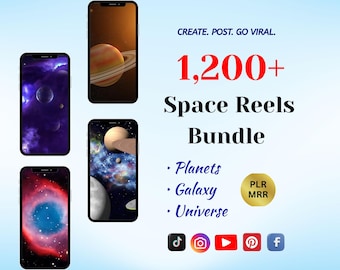 1.200+ Weltraum, Galaxy Video Clips für TikTok, Reels & Shorts | Cosmic Faceless Content Bundle (PLR/MRR)