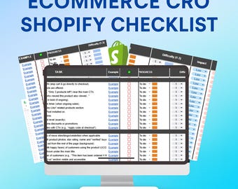 E-commerce CRO Checklist Template | PLR + MRR Shopify Conversion Optimization (Google Sheets & Excel)