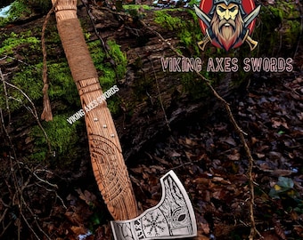 Ragnar Viking Axe | Custom Nordic Bearded Axe With Rosewood Handle | Hand Forged Camping Axe | Groomsman Gift, Gift for Her