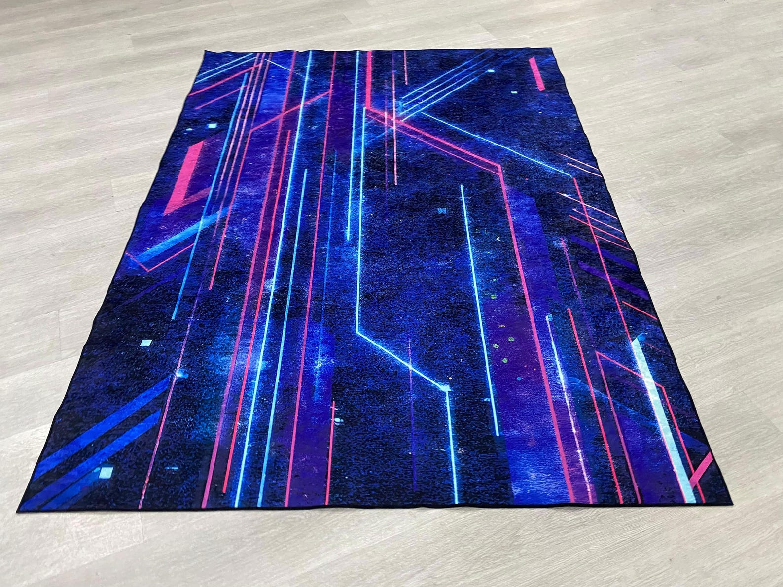 Cyperpunk Rug Neon Cyberpunk Area Rug – Gamer Room Decor Rug, Pink & Blue Glow Lines ...
