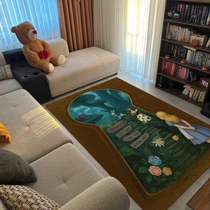 Alice in Wonderland Area Rug – Whimsical Storybook Carpet with Fantasy Path Design, Fairytale Decor for Kids Room or Reading Nook