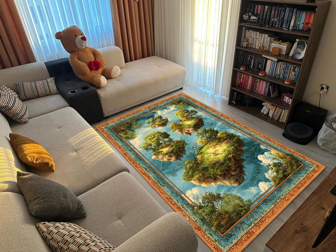 Floating Island Fantasy Rug Scenic Nature Art Carpet Living Room ...