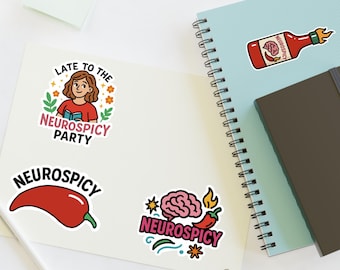 Neurospicy Sticker Bogen: ADHD Autismus Vinyl Aufkleber - Neurodiversent Laptop Dekor