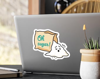 Naklejka "Oh Sugar Pun": zabawna naklejka winylowa na laptopa, butelkę z wodą