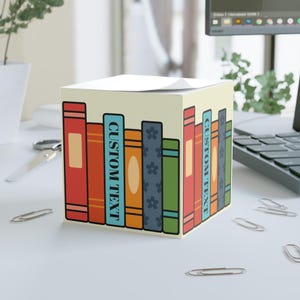 Bokdesign-anteckningskub: Färgglad skrivbordsorganisatör, present till läsaren