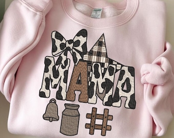 Cow Print Mama Embroidery Design, Western Mama Embroidery, Machine Embroidery (Digital Download)