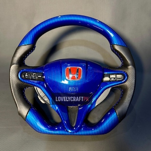 Carbon Fiber Steering Wheel for Honda Civic FD2 FN2 2006 to 2012 Hydro Dipped Custom Interior Mod