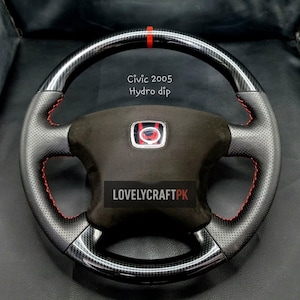 Carbon Fiber Steering Wheel for 2002-2005 Honda Civic 7th Gen | Custom Racing Wheel | JDM Interior Upgrade | Sport Mod Accessory