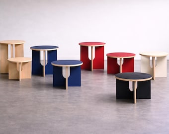 Combination of 2 Modern Plywood Stools a tall & small one