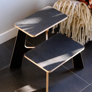 Minimalist Step Stool | Birch Plywood Stool, Side Table or Nightstand Black