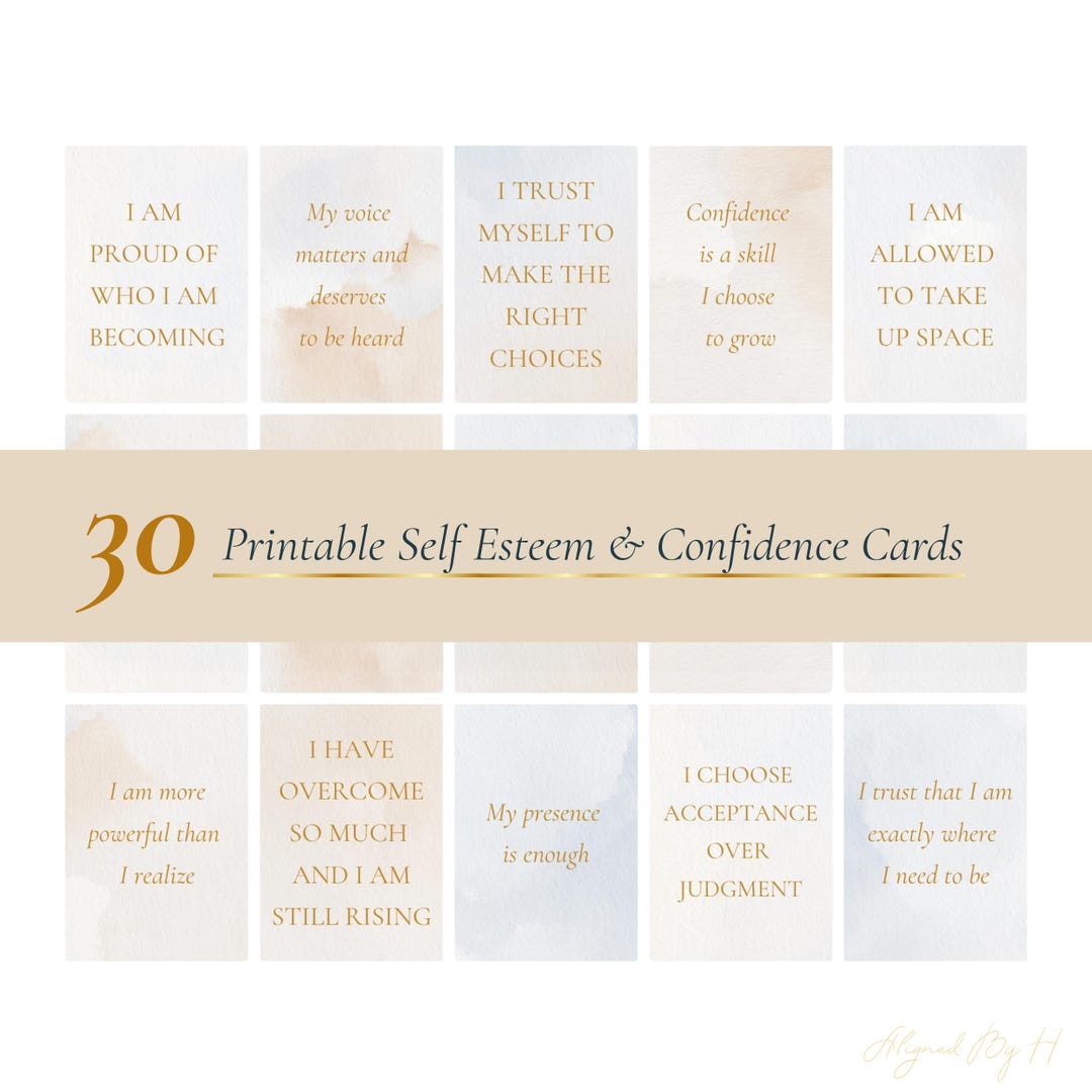 30 Printable Self Esteem Cards – Manifesting Confidence & Self Love ...