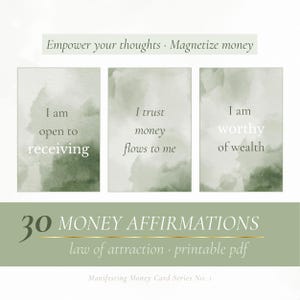 Money Affirmation Cards: Abundance & Wealth Mindset (PDF Downloadable Deck)