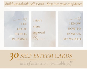 Self Love Affirmation Cards: Daily Positive Mindset (PDF Downloadable Printables)