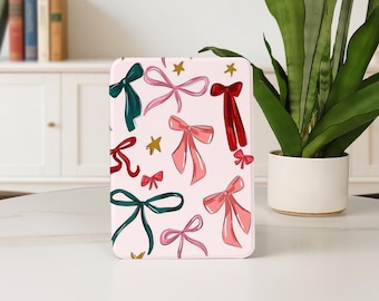 カラフルな漫画のリボン柄 Kindle ケース Kindle 12th Basic 2024 Paperwhite 10/11/12th 5/6/7th Colorsoft 7インチ パーソナライズカバー ハンドストラップ付き