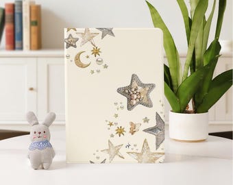 Funda personalizada con diseño retro de luna y estrellas para iPad (modelos A16, Air 7, 6 y 5 de 2025, iPad 10 de 10,9 y 10,2 pulgadas, iPad Pro de 11, 12,9 y 13 pulgadas, iPad Mini 6 y 7, con portalápices)