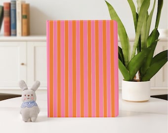 Funda vintage con rayas rosas y rojas para iPad Air 7/6/5 (2025, 2024), iPad 10 (10,9", 10,2", iPad Pro 11", 12,9" y 13" con portalápices.