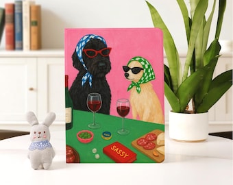 Funda personalizada para iPad con diseño de perros en rosa para fiestas (2025 A16, 2024 Air 7/6/5, iPad 10 de 10,9" y 10,2", iPad Pro de 11", 12,9" y 13" (iPad Mini 6/7, con portalápices)