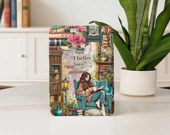 Funda Kindle para amantes de la lectura, Kindle 12.º (2024), Paperwhite 10/11/12.º (5/6/7.º), Colorsoft, 7" y 6" (18 cm y 15 cm), con diseño floral personalizado y correa de mano.