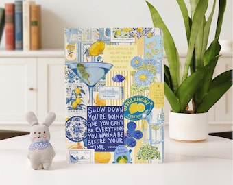 Funda para iPad con collage de sellos de frutas para iPad 2025 A16, 2024 Air 7/6/5, iPad 10 de 10,9", 10,2", iPad Pro de 11", 12,9", 13" y iPad Mini 6/7 con portalápices.