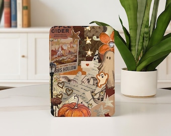 Halloween Ghost Collage Kindle-hoesje voor Kindle 12e Basic 2024 Paperwhite 10/11/12e 5/6/7e Colorsoft 7" Gepersonaliseerde hoes met draagriem