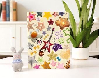 Funda personalizada para iPad con diseño de guitarra retro de estrellas para modelos A16, Air 7/6/5 de 2025, iPad 10 de 10,9" y 10,2" de 2024, iPad Pro de 11" y 12,9" y 13" de 12,9" y iPad Mini 6/7 con portalápices.