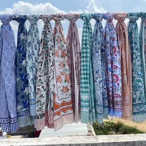 Floral Printed Cotton Sarong | Beach Wrap Large Pareo | Bachelorette Party Scarves | Fashion Shawl Beach Sarong | Bohemian Soft Fabric Scarf