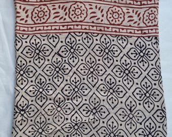 Hand Block Printed Cotton Sarong: Indian Beach Wrap, Scarf
