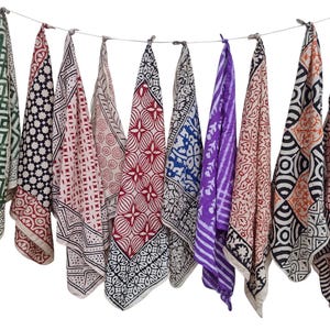 Bulk Bandanas Set of 10: Organic Cotton Paisley Scarf, Hand Block Print