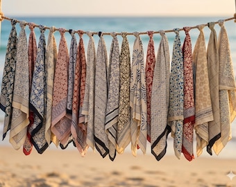 Assroted & Pattern Handgefertigter Strand Sarong-Set, Handblock gedruckte Baumwoll-Pareos, indische Wickelschals, Sommer-Swim-Cover Ups, Frauen-Strandkleidung