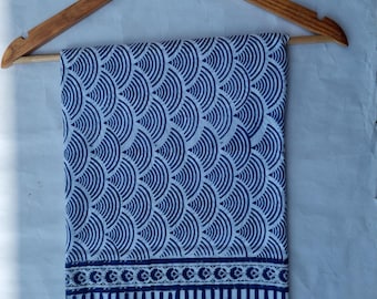 Pareo de algodón estampado a mano: pareo de playa, bufanda, cubierta.