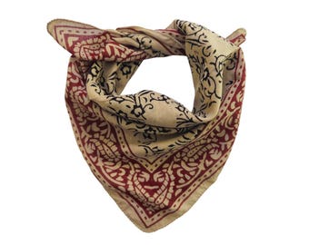 Handmade Block Print Cotton Bandana - Bohemian Neck Scarf