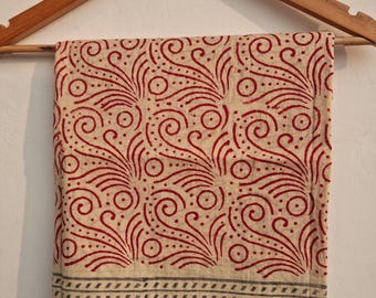 Handmade Cotton Sarong: Floral Block Print Beach Cover-Up