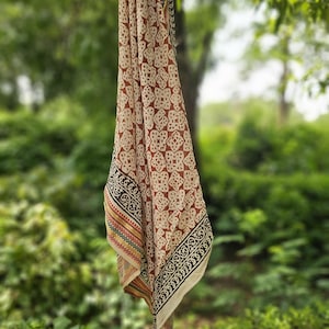 Hand Block Printed Zari Cotton Sarong, Beach Wrap Pareo, Long Scarf, Large Sarong, Cover up, Soft Fabric Scarf, Fashion Shawl Beach Sarong